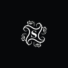 Initial Letter S Flourish circle monogram logo.