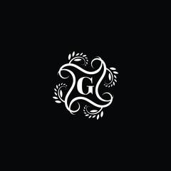Initial Letter G Flourish circle monogram logo.