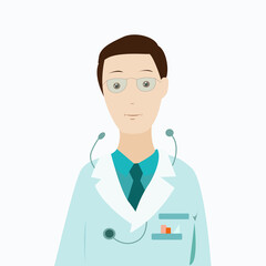 Fototapeta premium Male doctor in dressing gown and glasses