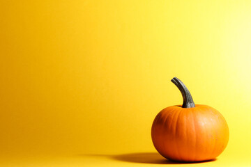 Halloween pumpkin on yellow