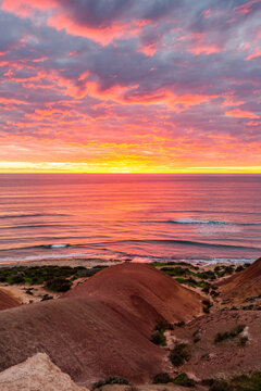 A vibrant sunset on the southern beaches of Adelaide at Seaford South Australia on August 26 2020