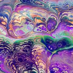 Seamless fractal marble vibrant ornate jpg pattern. High quality illustration. Intense and mysterious energetic seamless surface design. Detailed and vivid glowing marbled pattern.