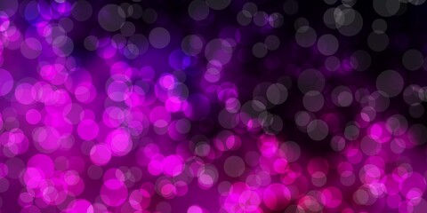Dark Purple, Pink vector background with circles.