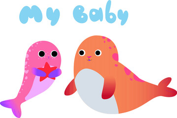 baby seal with his mother