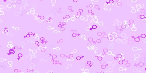 Light Purple vector template with businesswoman signs.