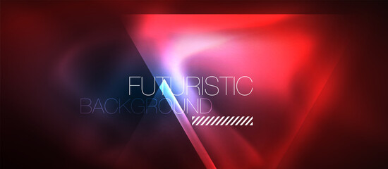 Neon geometric abstract background. Triangles with color glowing light effects in the dark. Vector illustration for covers, banners, flyers and posters and other