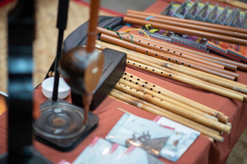 Thailand wooden flute local music instrument