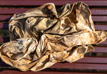 An old rag at a construction site.