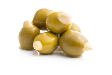 Pitted green olives stuffed with almonds.