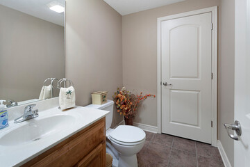 Clean bathroom with fall decor