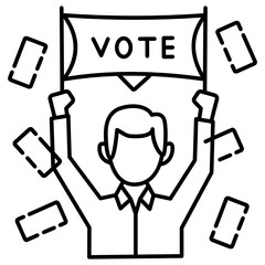 Candidate Holding a Banner and Asking for Vote Concept Vector Icon Design, Presidential elections 2020 in United States Symbol on White background 