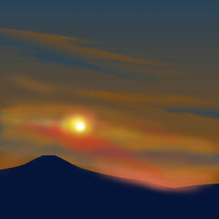 落日の富士山