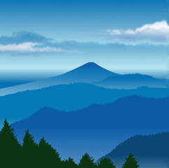Naklejka premium 峠の富士山