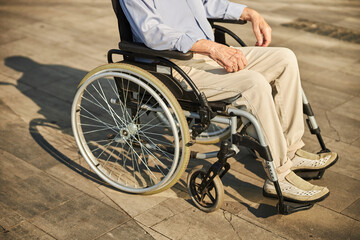 Wheelchair for the elderly use on the street