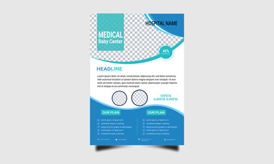 Template of Medical Flyer in A4 size. Brochure Design, Graphic Elements, Annual Report.