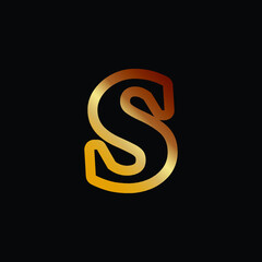 Modern logo letter S Monogram outline style in gold color