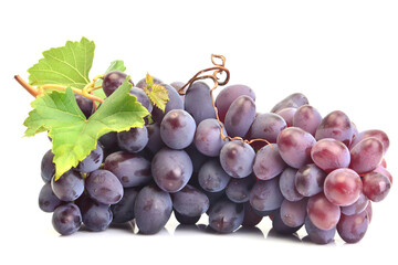 Bunch of grapes on a white background