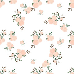  Ditsy elegant flowers on white background. Template for fashion prints.