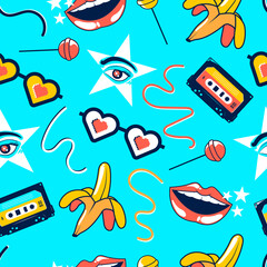90's Pop Art Seamless Pattern Illustration 