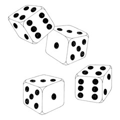 Dice graphic black white isolated sketch set illustration vector