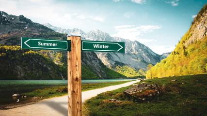 Street Sign to Winter versus Summer