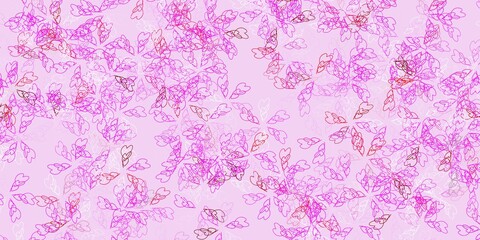 Light purple, pink vector abstract texture with leaves.