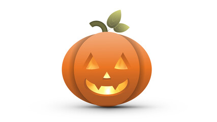 Realistic halloween pumpkin with fire inside. A plastic pumpkin with a scary face. Vector.