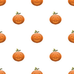 Pumpkin seamless pattern on a white background. Bright seamless food pattern. Suitable for packaging, backgrounds, cards and textiles.