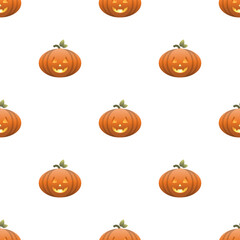 Pumpkin seamless pattern on a white background. Bright seamless food pattern. Suitable for packaging, backgrounds, cards and textiles.