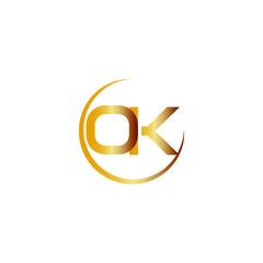 Gold Letter OK With Semi circle shape