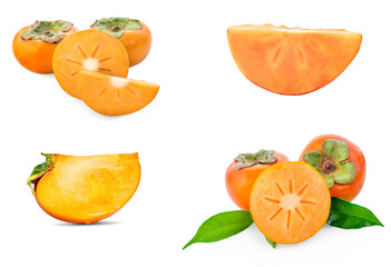 ripe persimmons isolated on white background