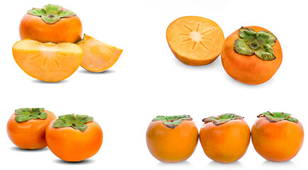 ripe persimmons isolated on white background