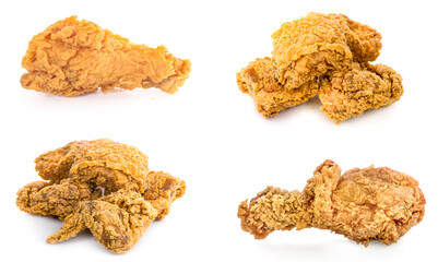 Fried chicken isolated on white background.