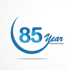 85 years anniversary celebration logo type blue and red colored, birthday logo on white background