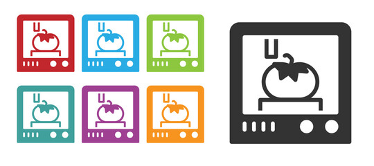 Black 3D printing technology icon isolated on white background. Set icons colorful. Vector.