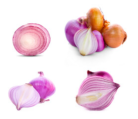 red Onion isolated on white background