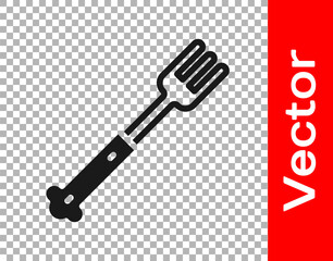 Black Fork icon isolated on transparent background. Cutlery symbol. Vector.
