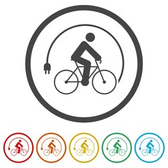 Electric bike, e-bike ring icon, color set