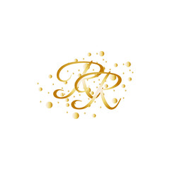 Letter RR With Gold dotted circle style effect.