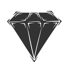 Hand drawn vector of diamond, isolated on white background.