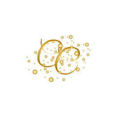 Fototapeta premium Letter CC With Gold dotted circle style effect.