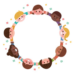 手を繋ぐ子どもたちのフレーム