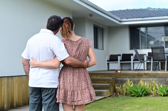 Adult couple buying a new home