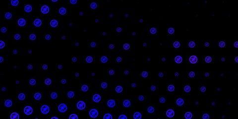 Dark Purple vector pattern with coronavirus elements.