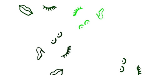 Light Blue, Green vector background with woman symbols.