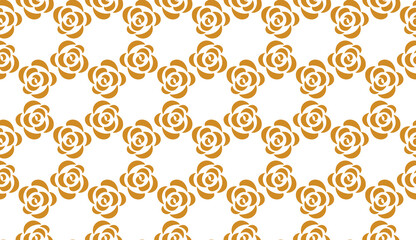 Flower geometric pattern. Seamless vector background. White and gold ornament