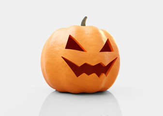 Halloween pumpkin jack-o-lantern on white background