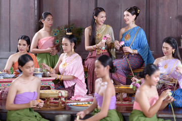Portrait Thai model in Thai period costume