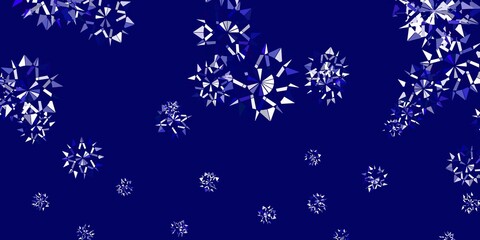 Light pink, blue vector template with ice snowflakes.