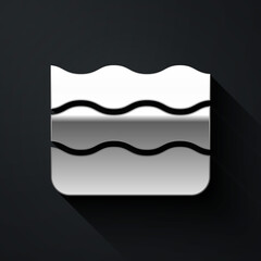 Silver Wave icon isolated on black background. Long shadow style. Vector.
